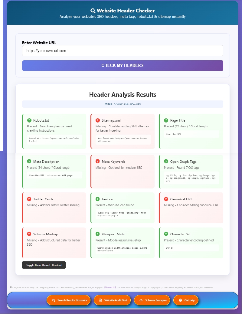 White Label Website Header Analyzer Checker