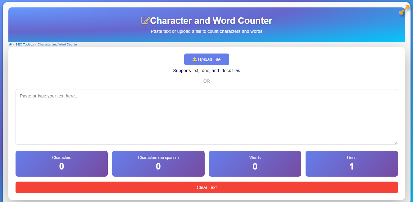 Character and Word Counter