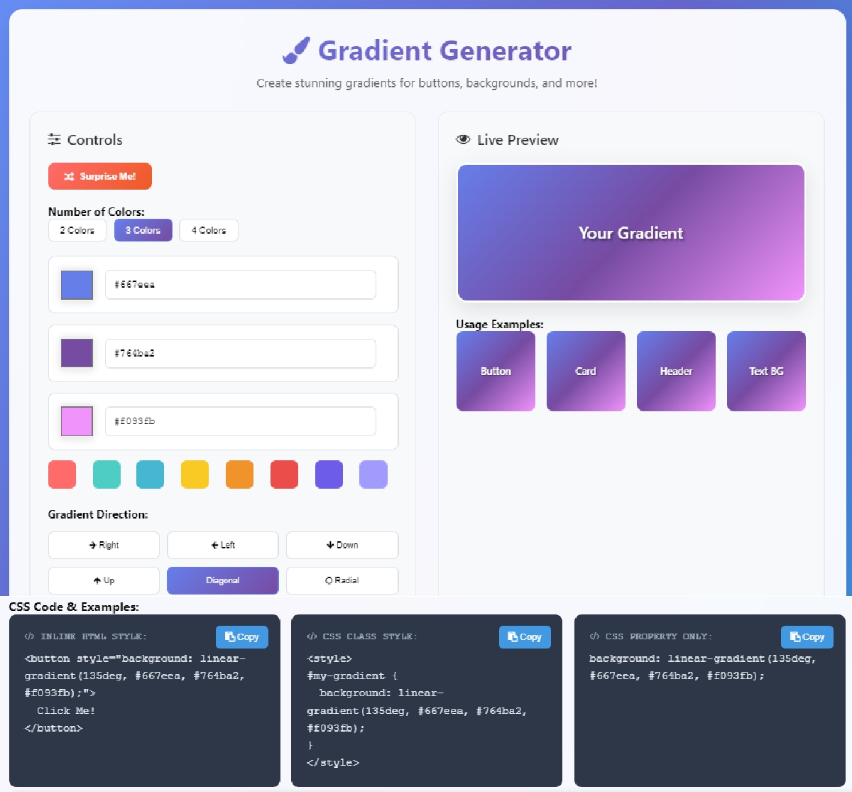 Gradient CSS Generator