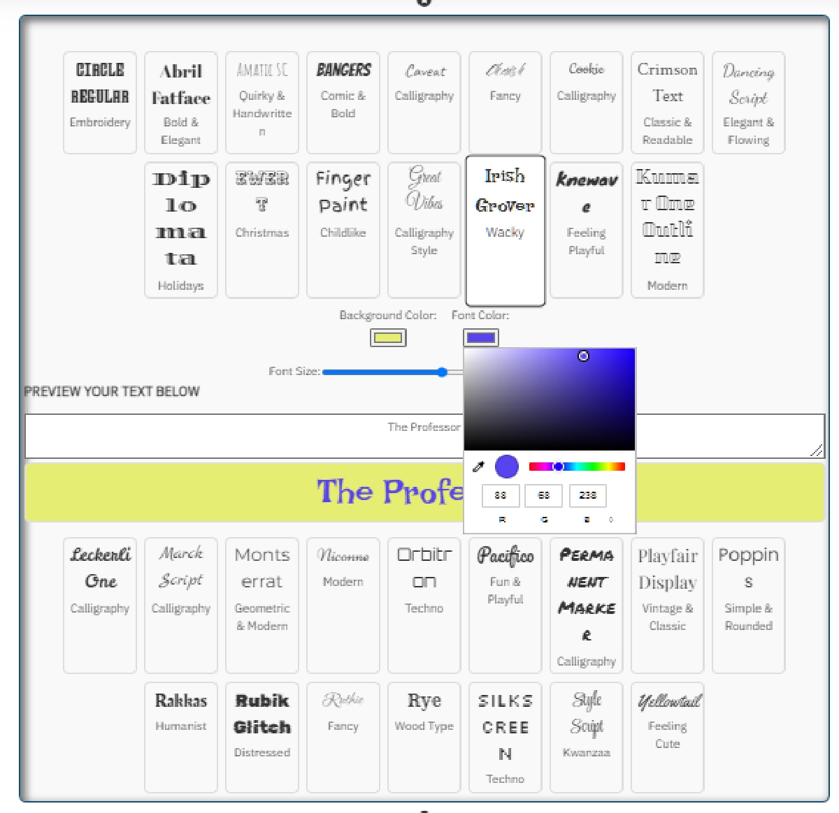 interactive font preview