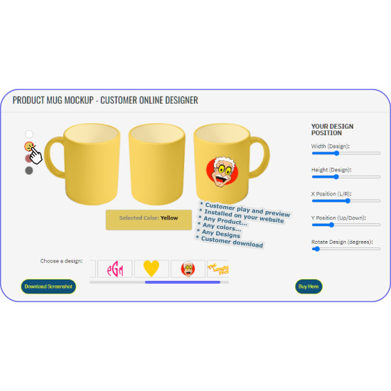 Online Customer Product Mockup Designer - Interactive Tool