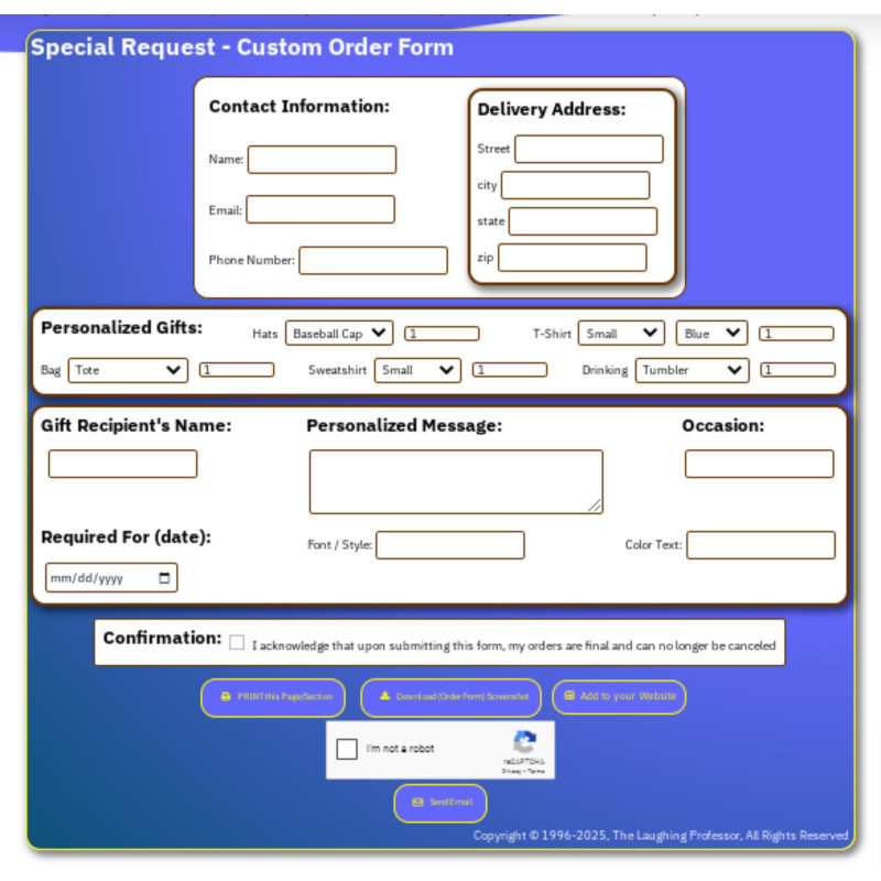 Custom Web Form Special Customized Web Page Forms