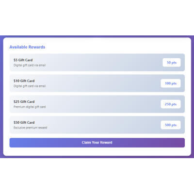 Gift Card Points Rewards - Customer Engaging Embedded Widgets