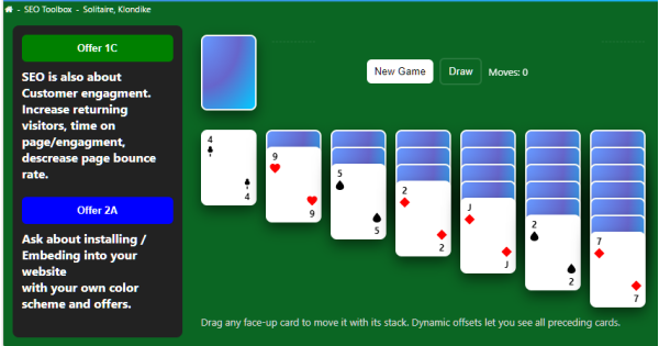 Solitaire (klondike) Widget- Customer Engaging Embedded Widgets