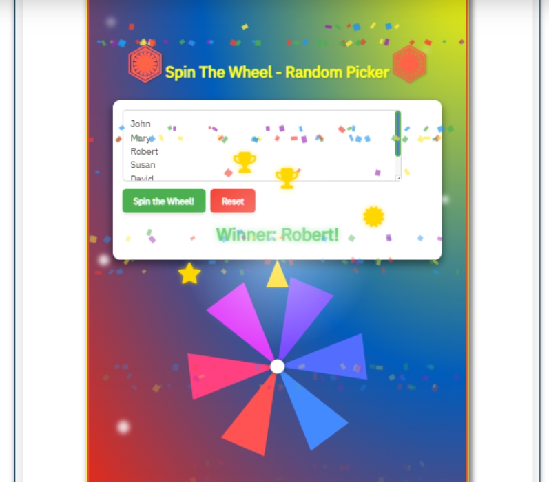 Random winner wheel, pick a name