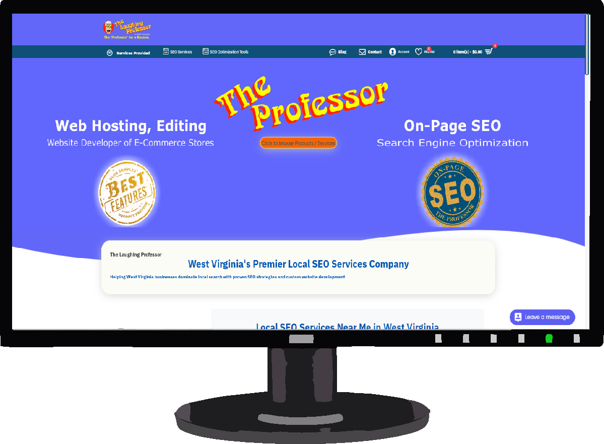 website home page laughing professor