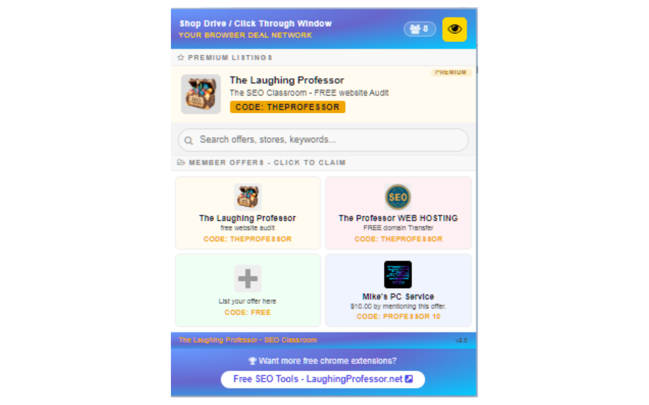 Shop Drive / Click Through Window chrome extension